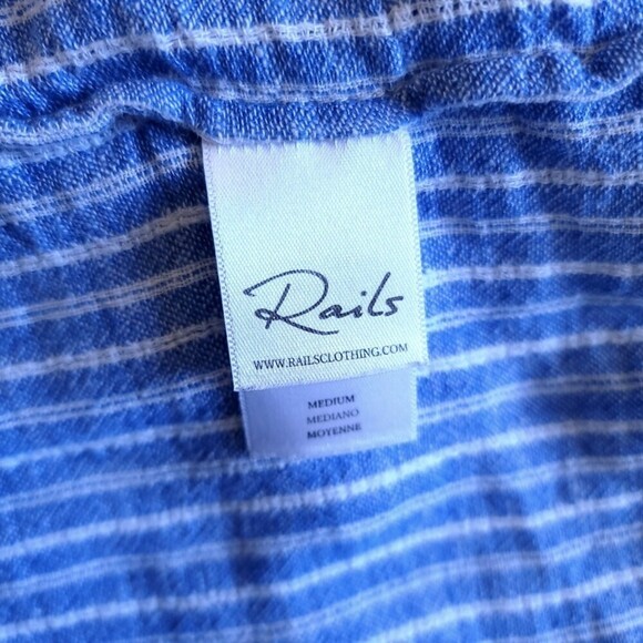 NEW Rails Linen Jasmine Fit and Flare Mini Dress Azure Stripe Blue White Medium - Picture 11 of 12